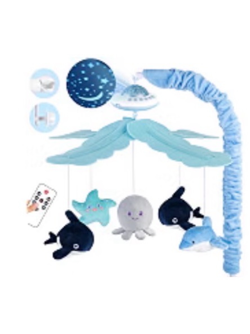 Blue Ocean Plush Mobile with Star Projector for Kids